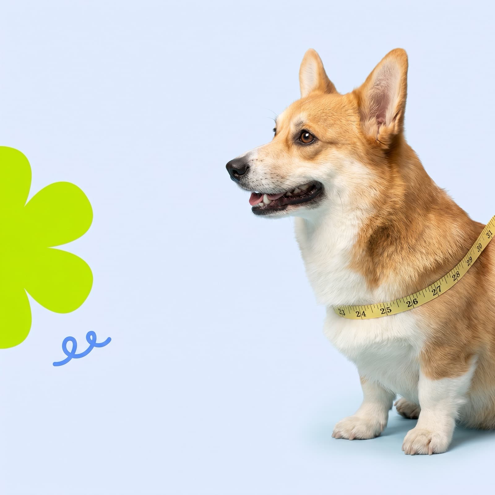 Corgi being measured with a tape measure